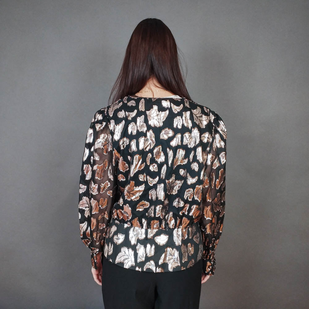 VIN-OUTW-33385 Vintage τοπ ημιδιαφανές με μεταλιζέ λεπτομέρειες L-XL