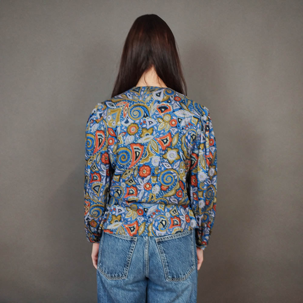 VIN-BLO-33327 Vintage top 80s εμπριμέ Μ