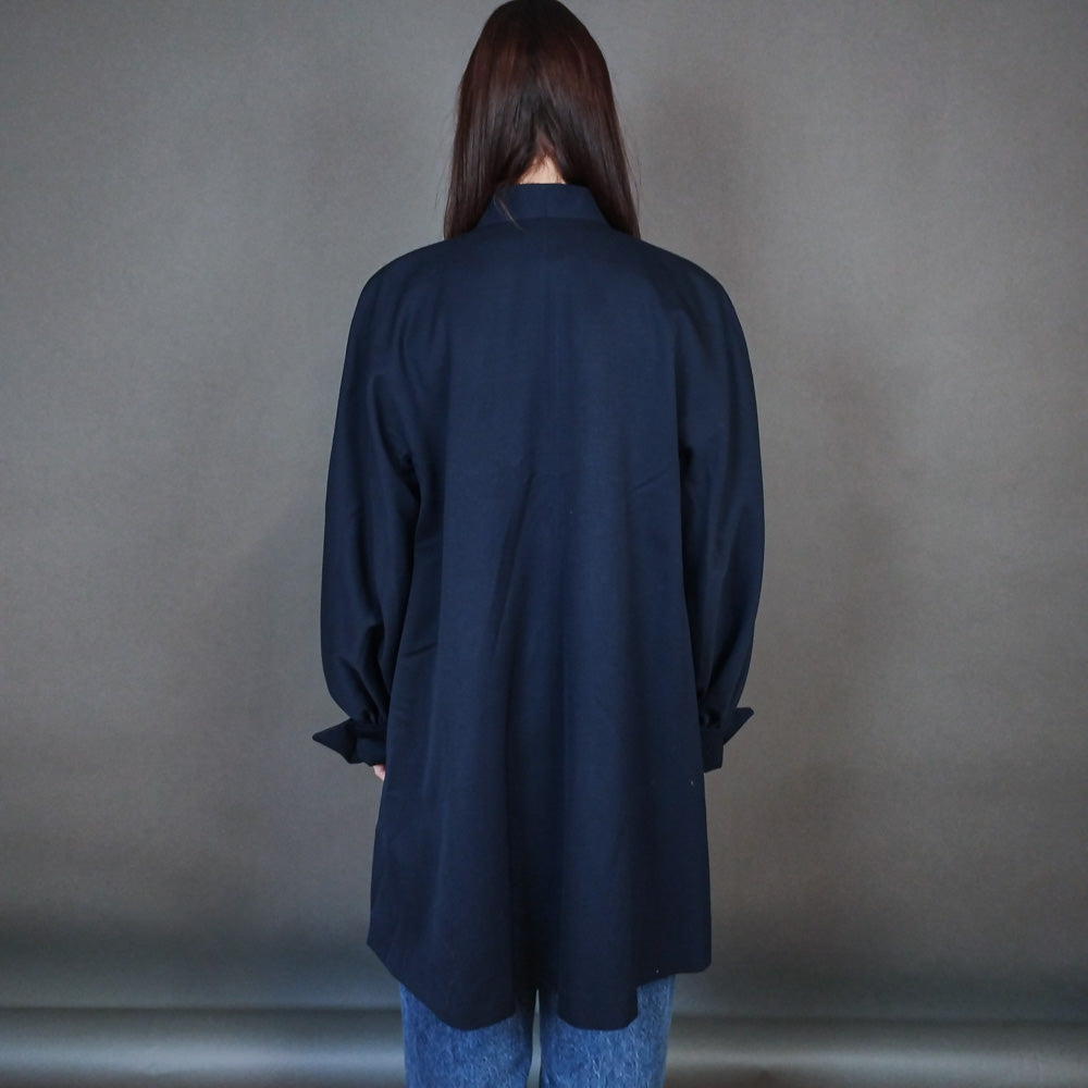 VIN-OUTW-33324 Vintage μαντό μάλλινο μπλε L