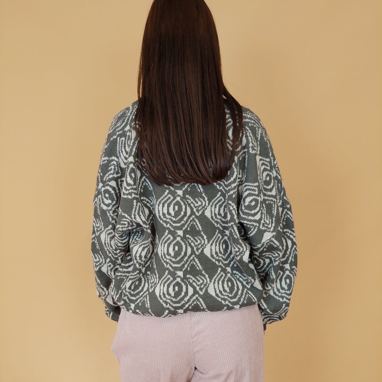 VIN-KNIT-28065 Vintage μπλούζα πλεκτή γκρι M