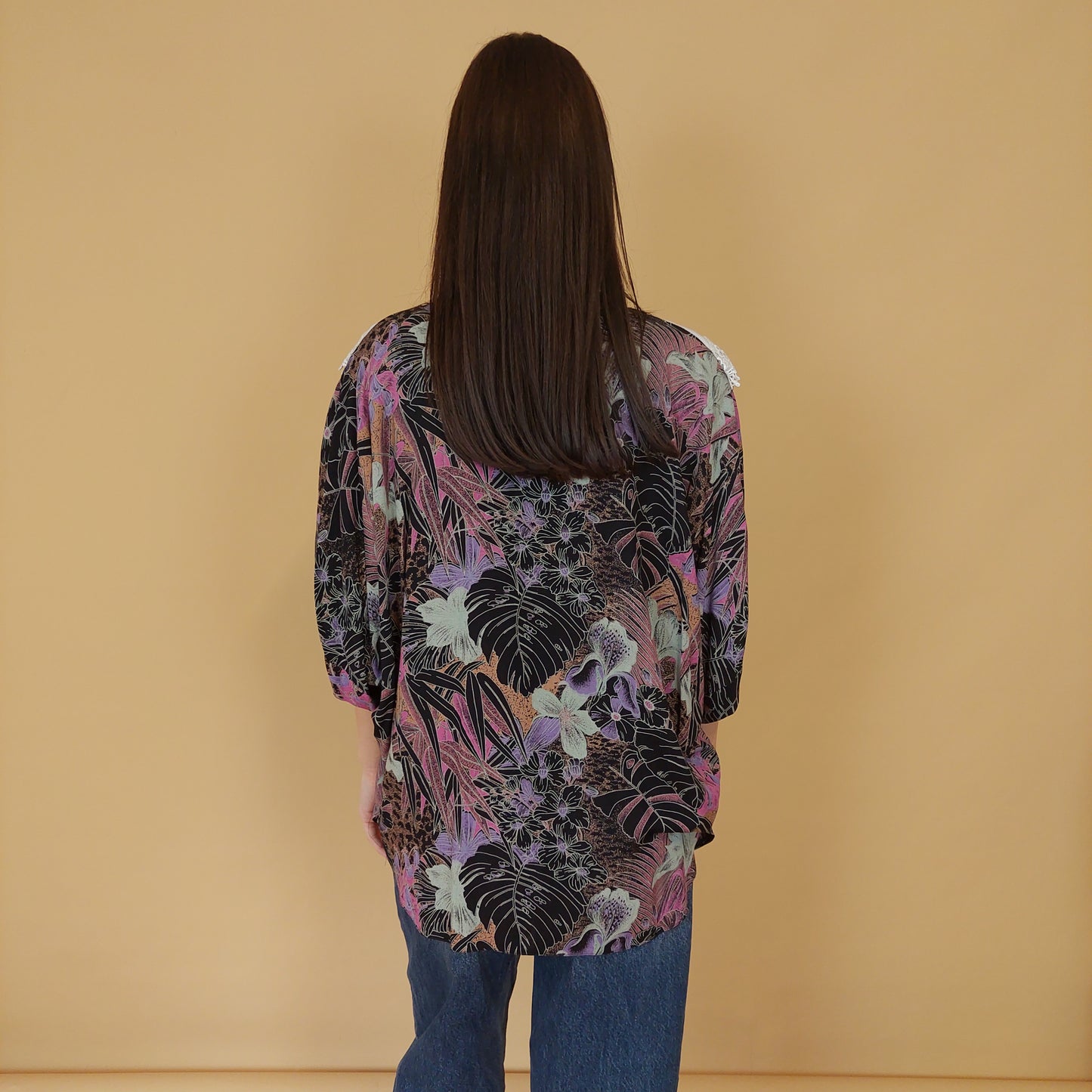 VIN-BLO-29044 Vintage floral πουκάμισο XL-2XL