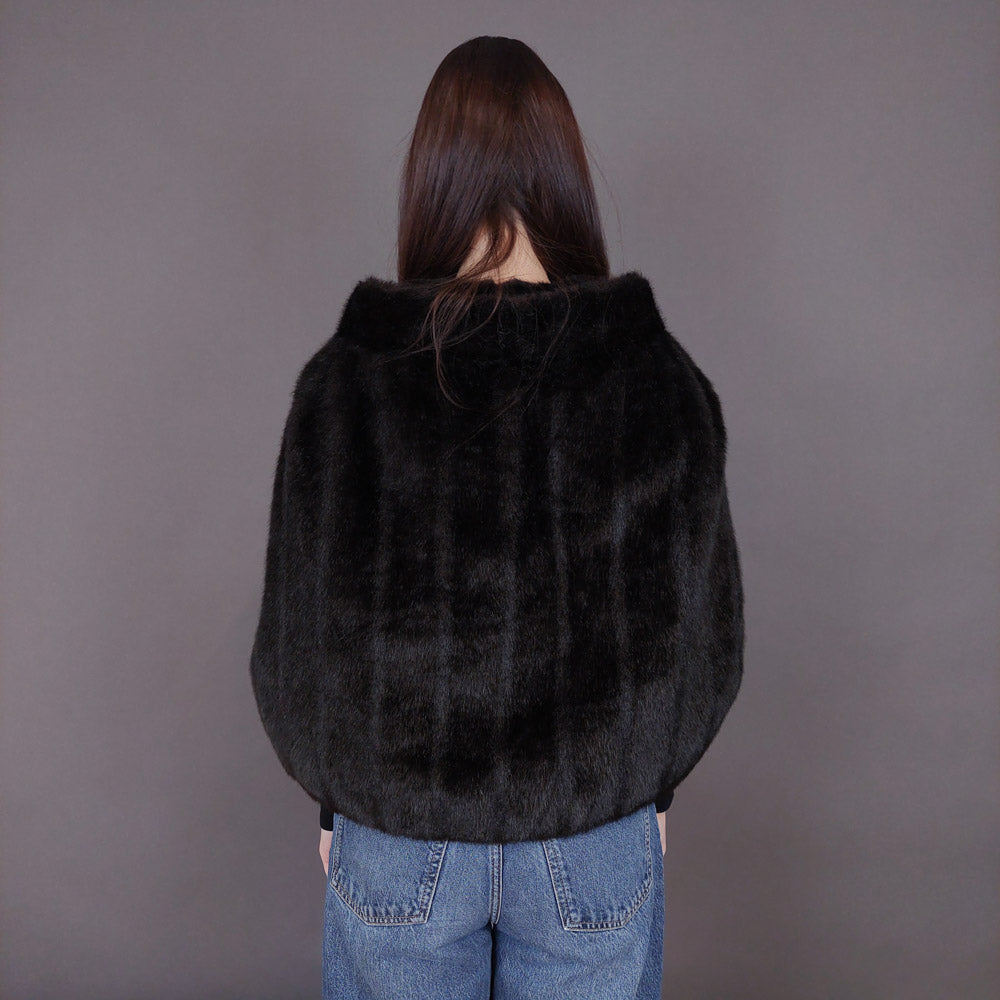 VIN-OUTW-33504 Vintage κάπα γούνινη καφέ S-M