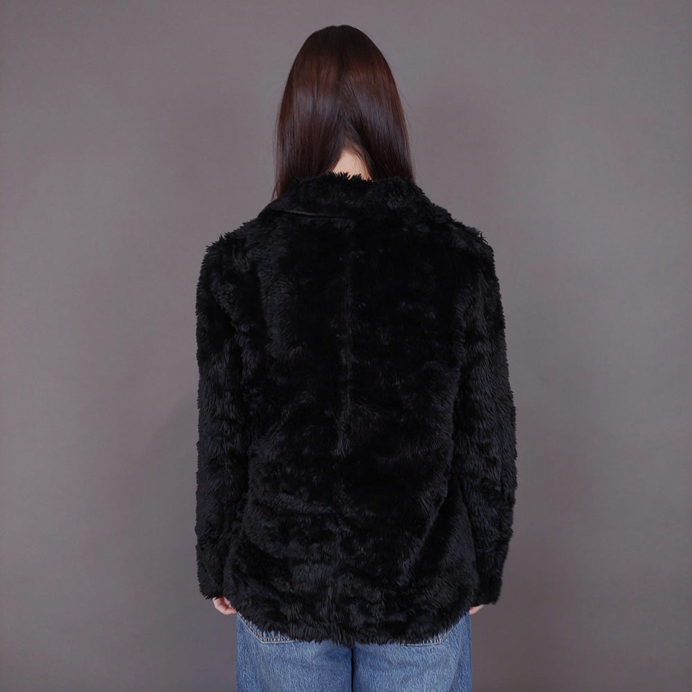 VIN-OUTW-33505 Vintage πανωφόρι γούνινο μαύρο S