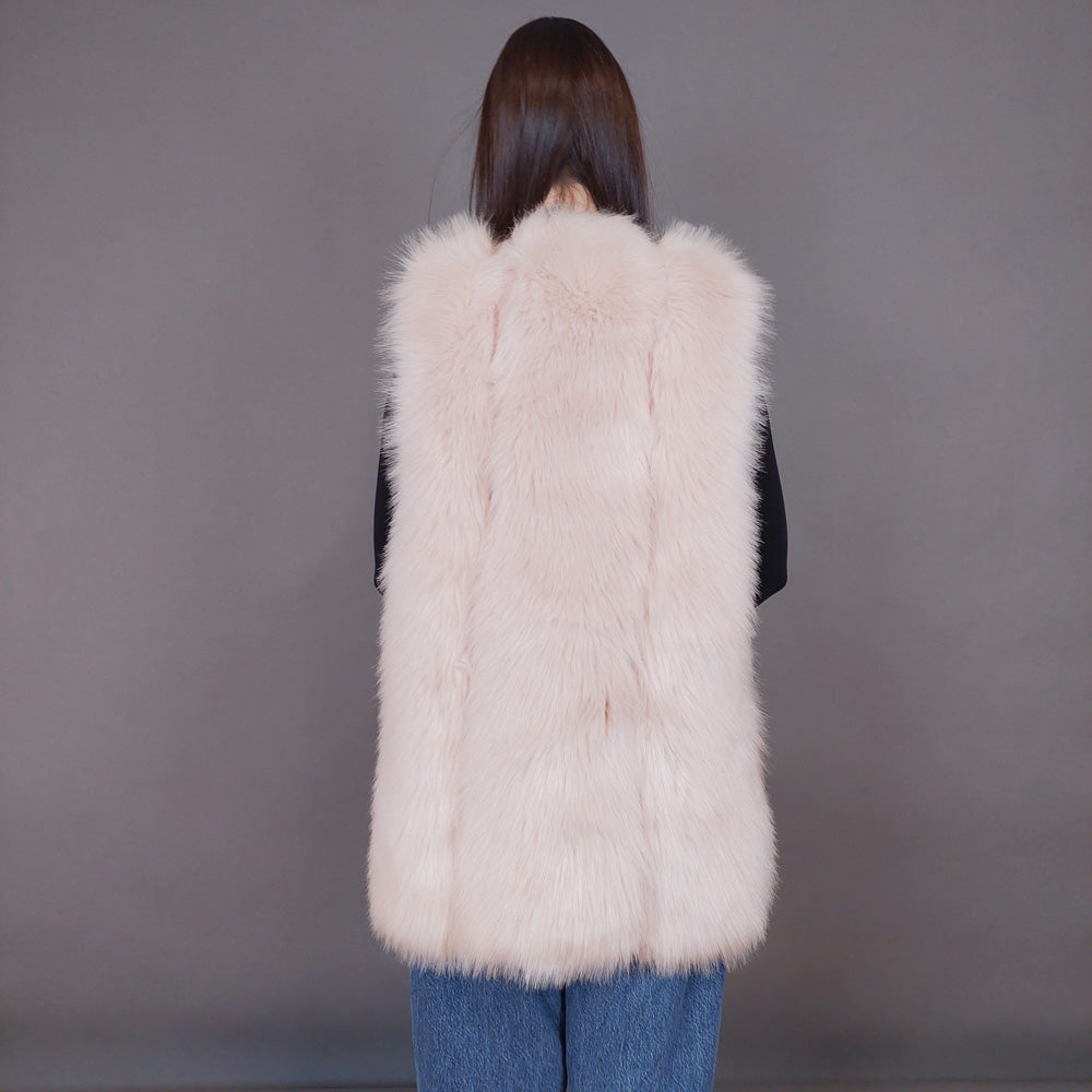 VIN-OUTW-33506 Vintage γιλέκο γούνινο ροζ M-L