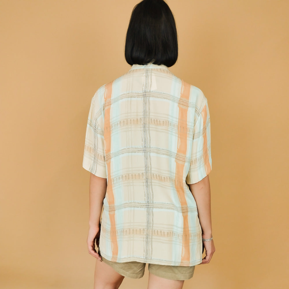 VIN-BLO-27866 Vintage πουκάμισο εμπριμέ M-L