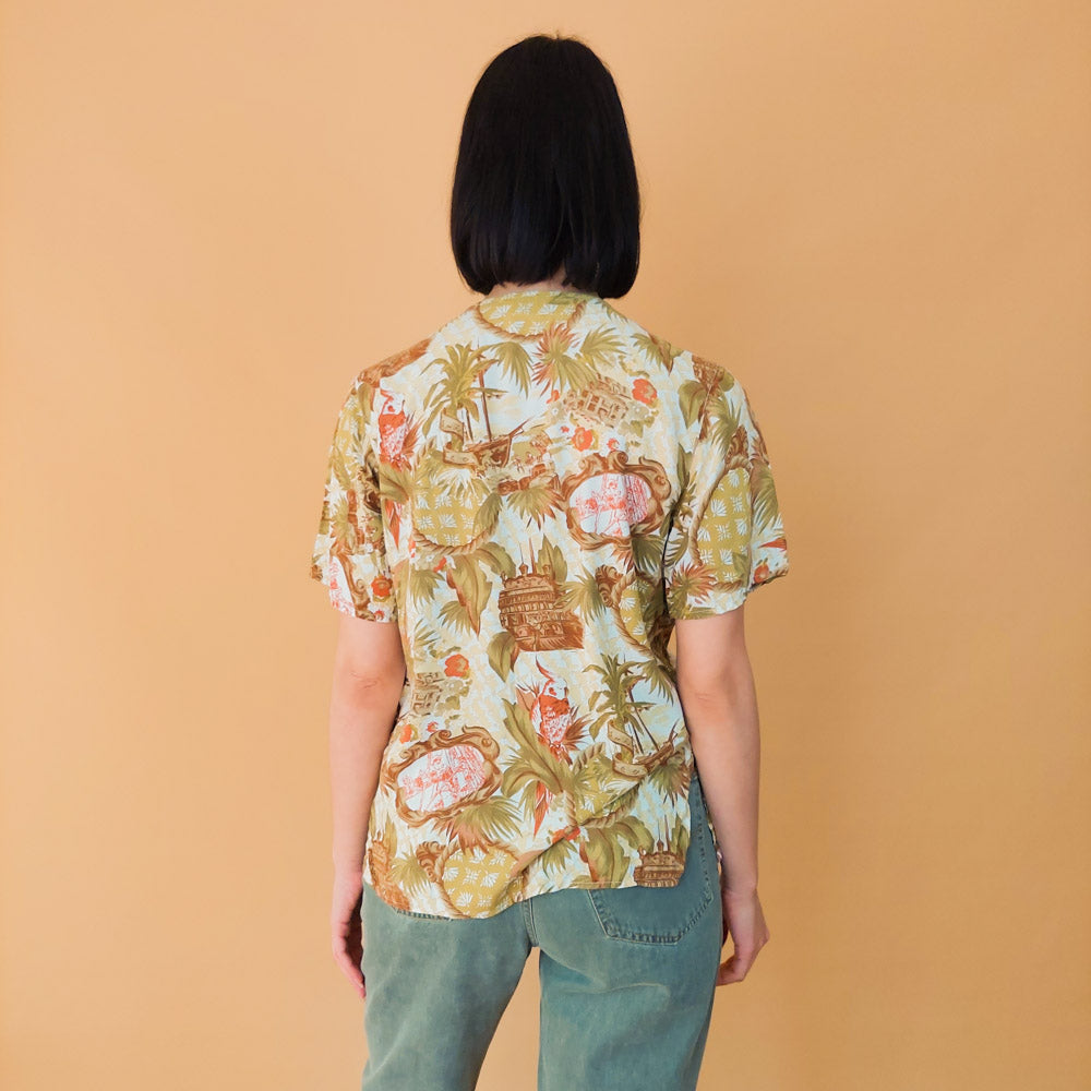 VIN-BLO-27486 Vintage πουκάμισο εμπριμέ S