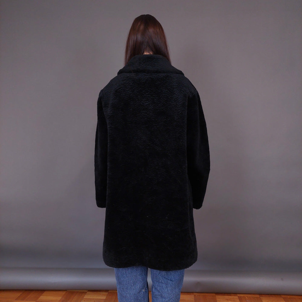 VIN-OUTW-33606 Vintage γούνα οικολογική μαύρη L