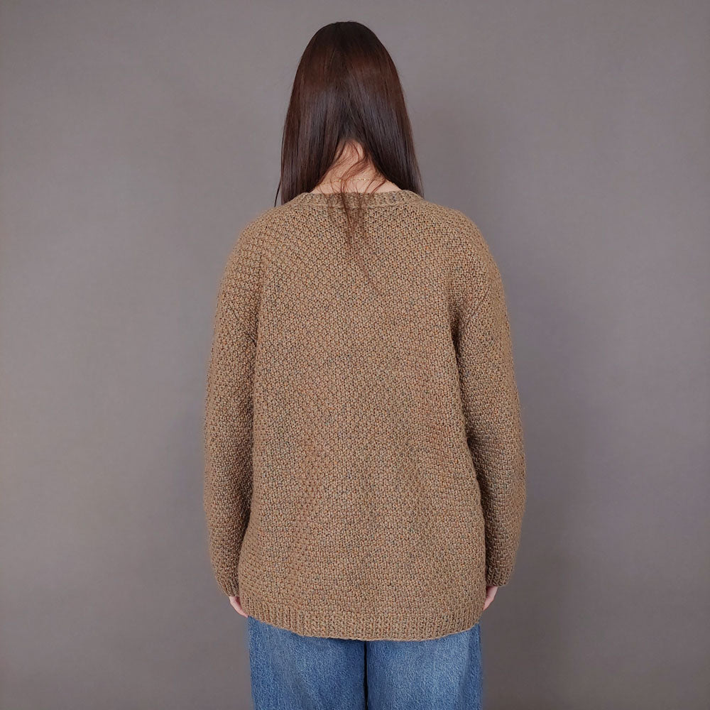 VIN-KNIT-33559 Vintage πλεκτή μάλλινη ζακέτα irish style L