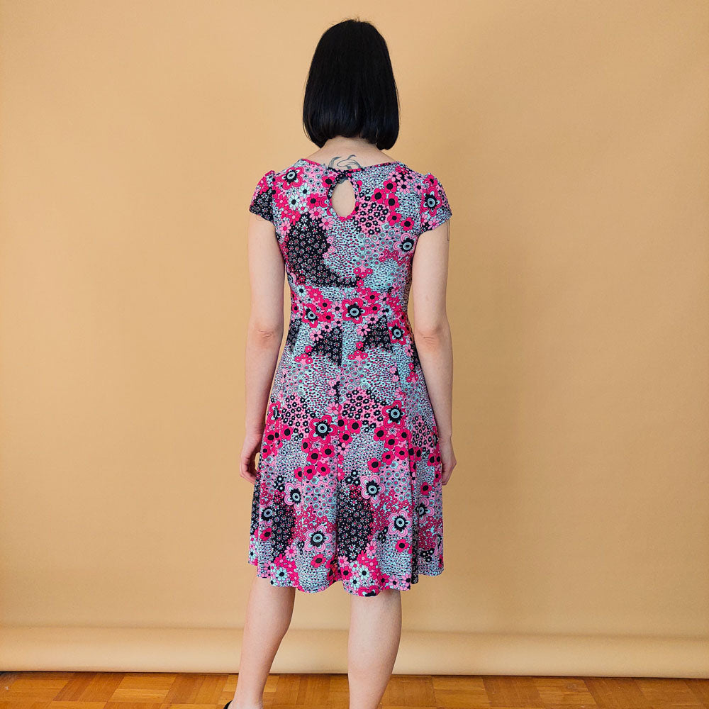 VIN-DR-27463 Vintage φόρεμα εμπριμέ φουξ S