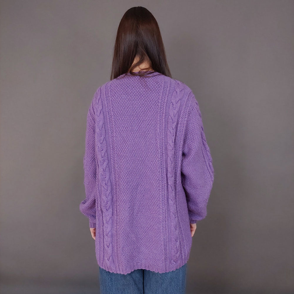 VIN-KNIT-33563 Vintage πλεκτή μάλλινη ζακέτα irish style M-L