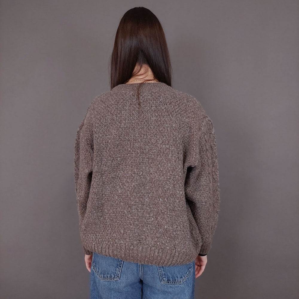 VIN-KNIT-33564 Vintage πλεκτή μάλλινη μπλούζα irish style M-L