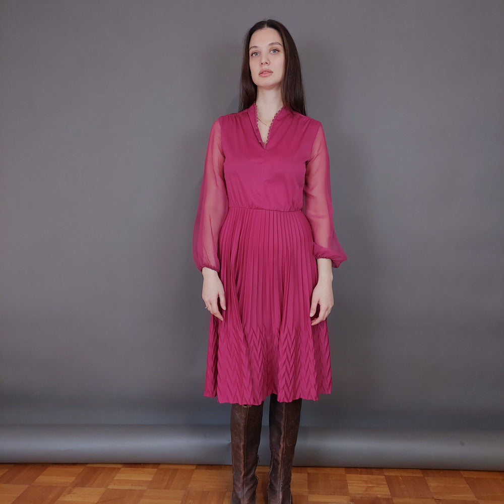 VIN-DR-33587 Vintage φόρεμα ματζέντα M