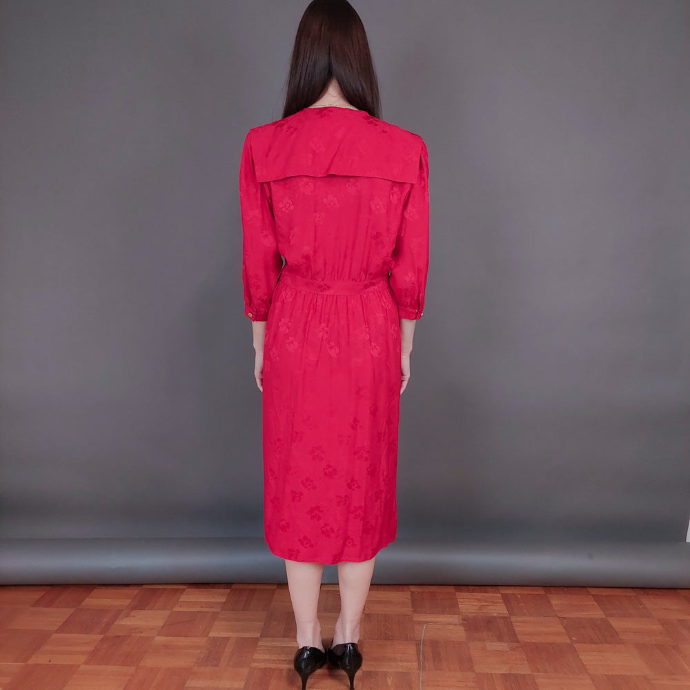 VIN-DR-33566 Vintage φόρεμα μεταξωτό κερασί Μ