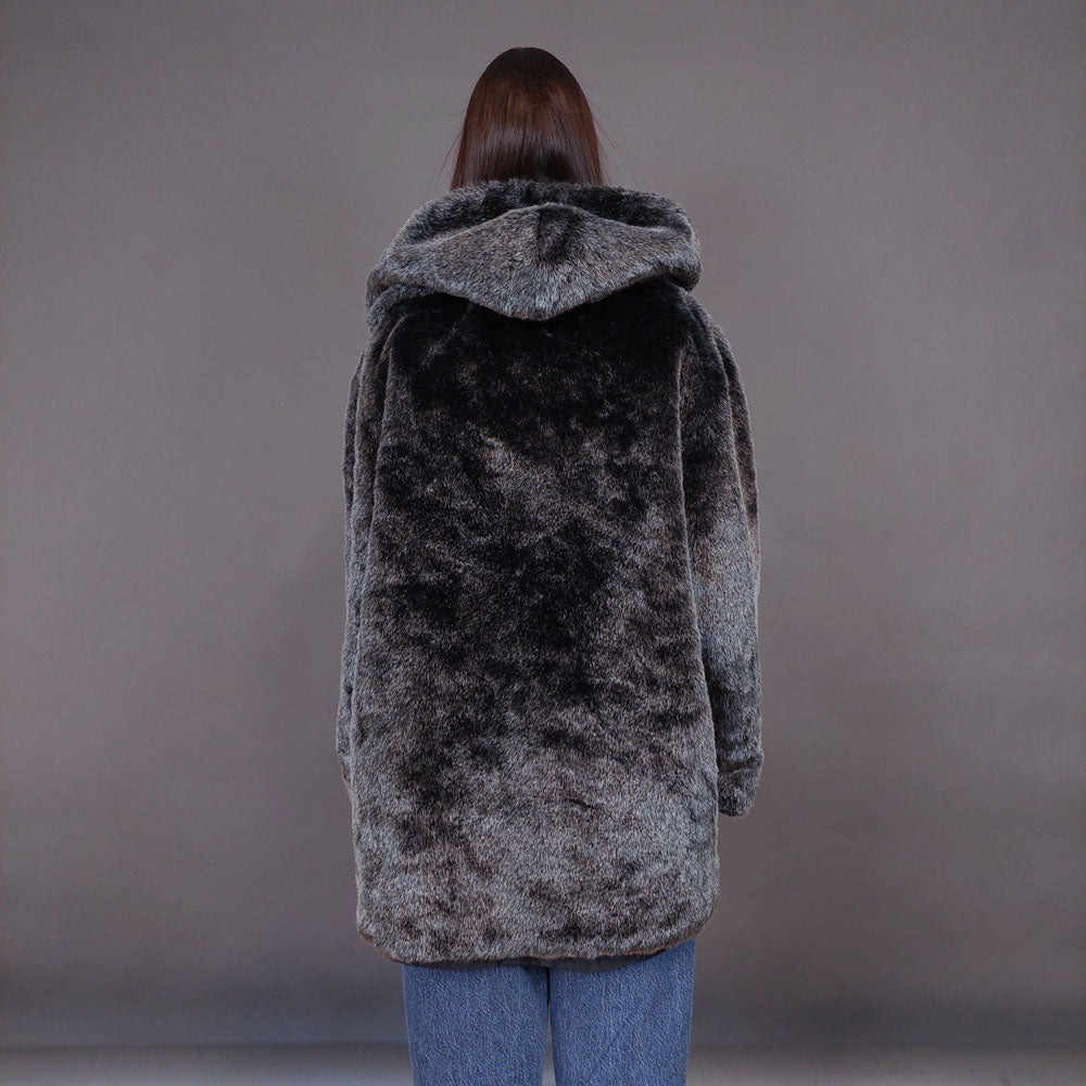 VIN-OUTW-33596 Vintage πανωφόρι double-faced με συνθετική γούνα M