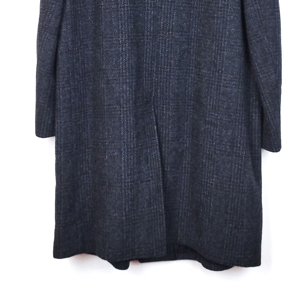 VIN-OUTW-33549 Vintage παλτό μάλλινο καρό μπλε XL