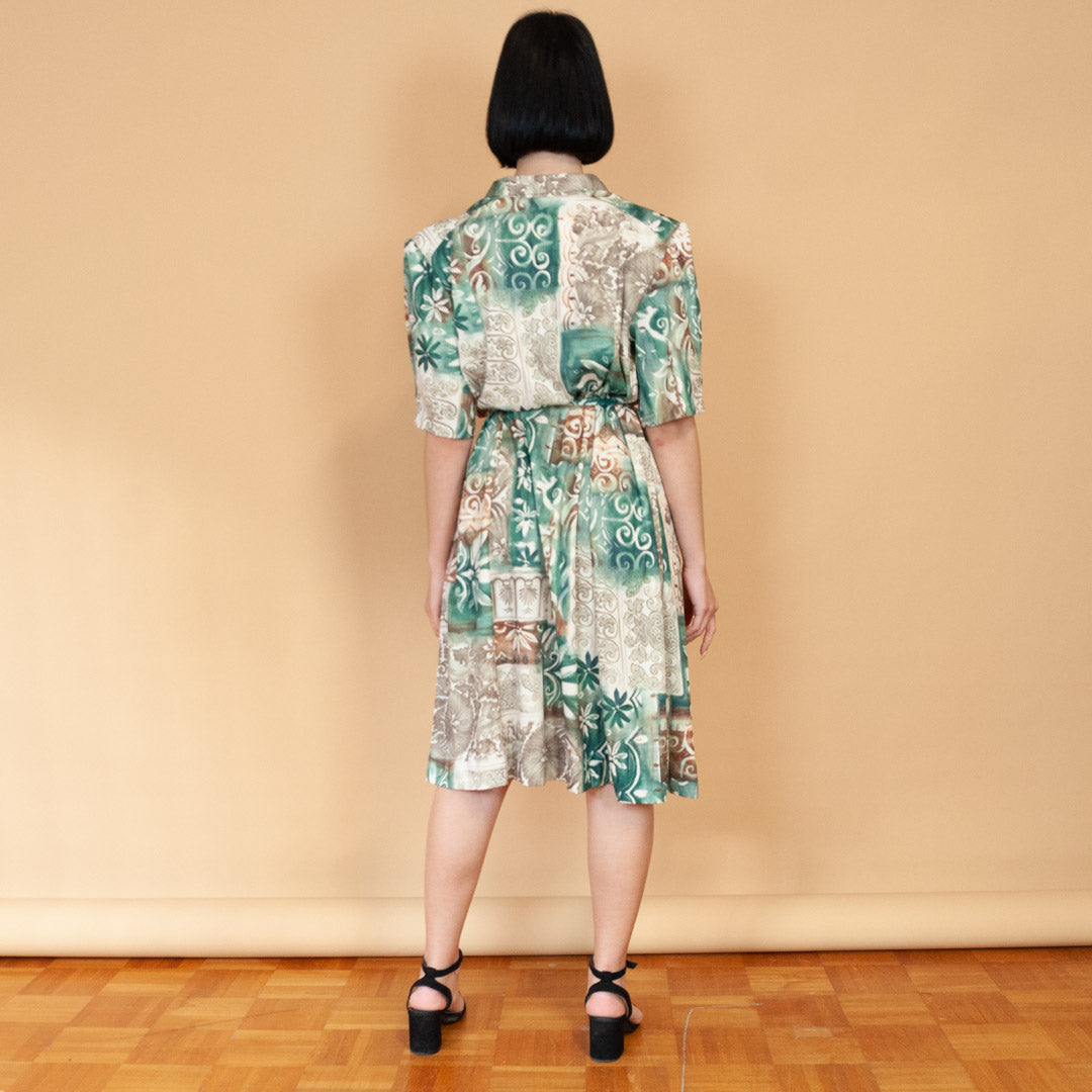 VIN-DR-23037 Vintage φόρεμα εμπριμέ L