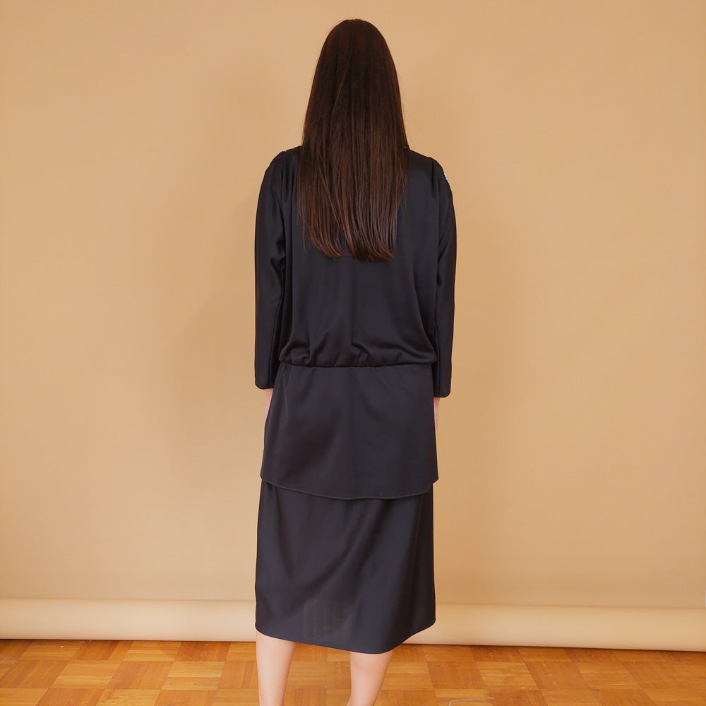 VIN-DR-28360 Vintage φόρεμα μαύρο 80s L