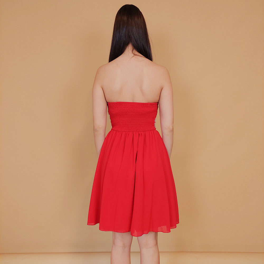 VIN-DR-29473 Vintage party φόρεμα κόκκινο S-M