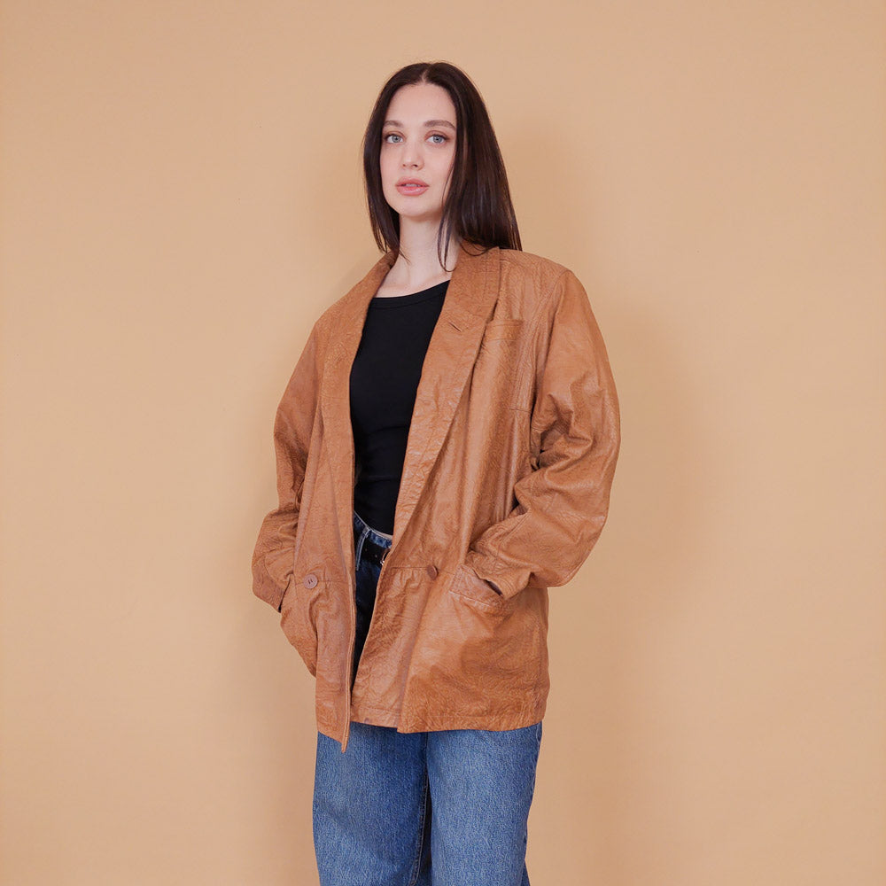 VIN-OUTW-31231 Vintage δερμάτινο τζάκετ L