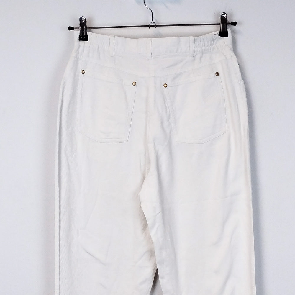 VIN-TR-34323 Vintage ψηλόμεσο λευκό παντελόνι M-L