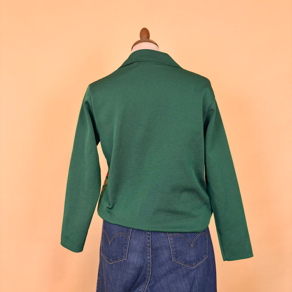 VIN-KNIT-35690 Vintage πλεκτή ζακέτα πράσινη 90's style M