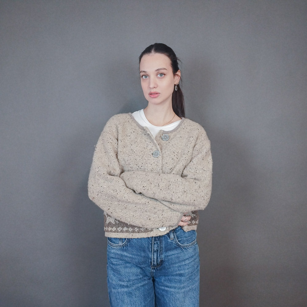 VIN-KNIT-33435 Vintage πλεκτή μάλλινη ζακέτα M