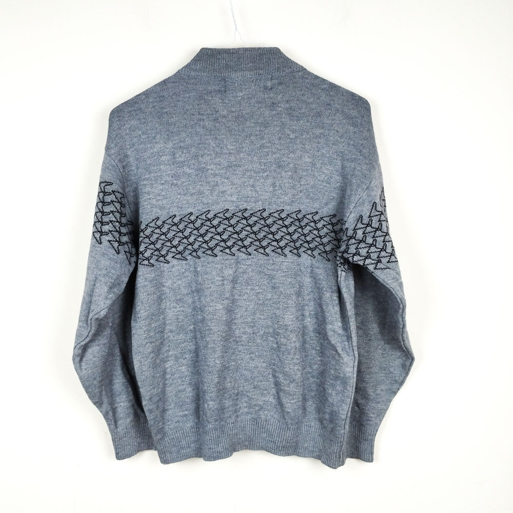 VIN-KNIT-28425 Vintage πλεκτή μπλούζα με φερμουάρ Μ