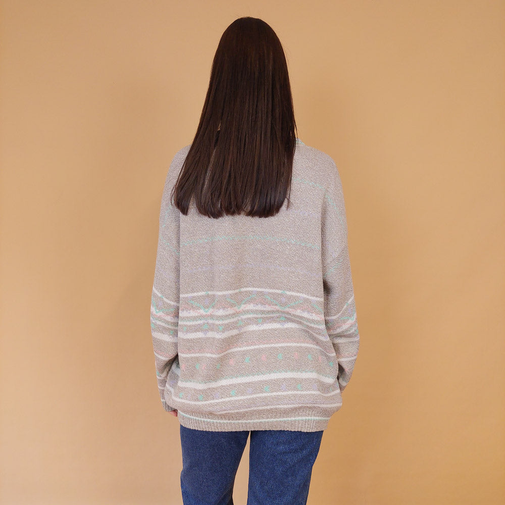 VIN-KNIT-28695 Vintage πλεκτή μπλούζα γκρι XL