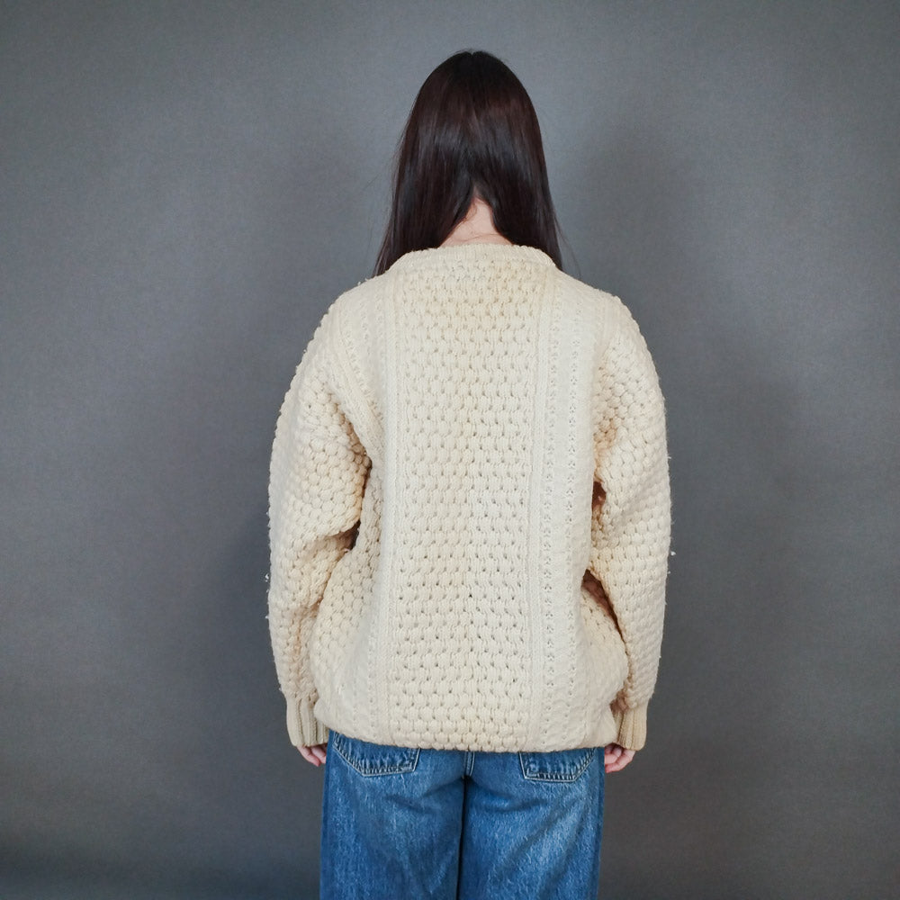 VIN-KNIT-33446 Vintage πλεκτή ολόμαλλη μπλούζα irish style L-XL