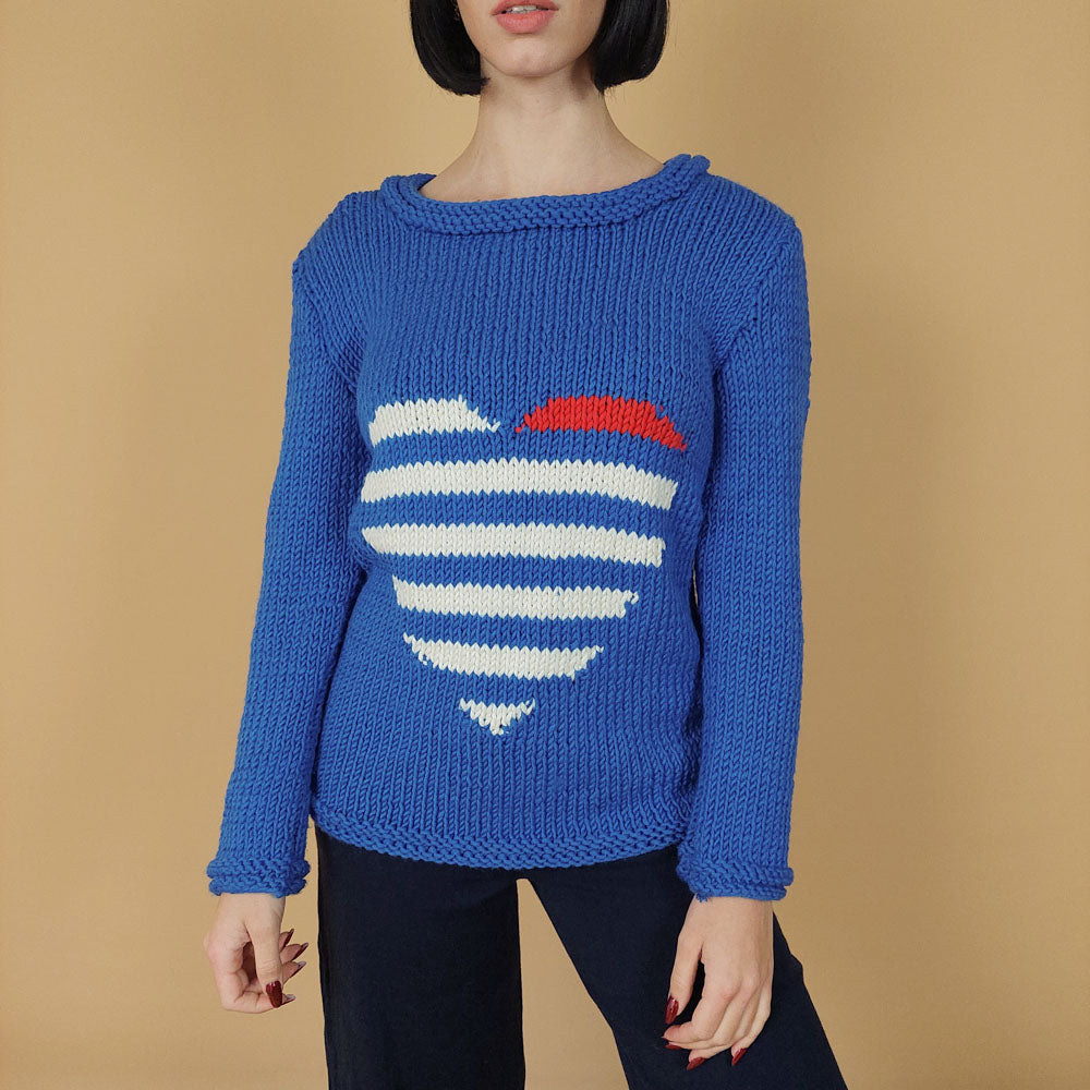 VIN-KNIT-25723 Vintage πλεκτό μπλε M