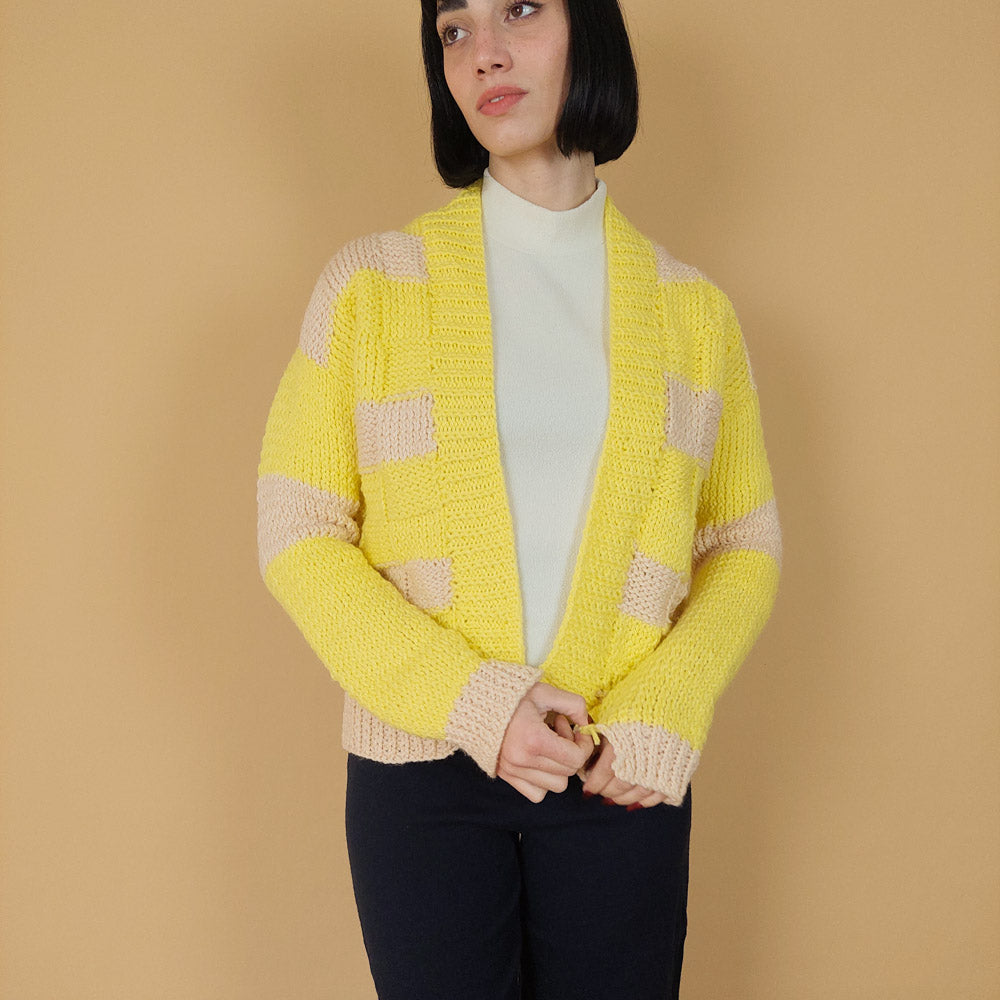 VIN-KNIT-25725 Vintage πλεκτή ζακέτα handmade S-M