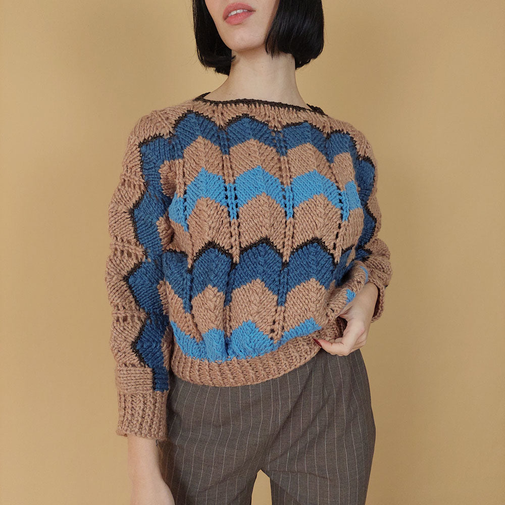 VIN-KNIT-25728 Vintage πλεκτό handmade S