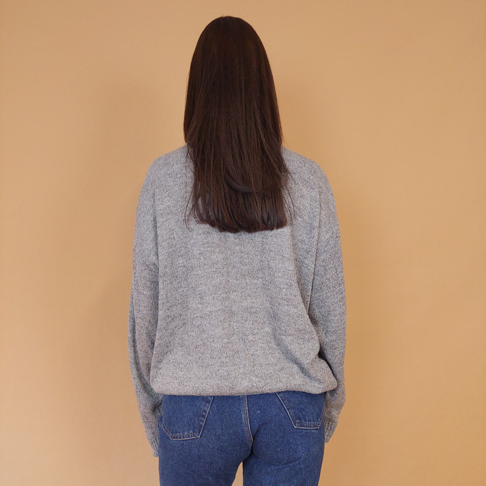 VIN-KNIT-28700 Vintage μπλούζα πλεκτή γκρι L