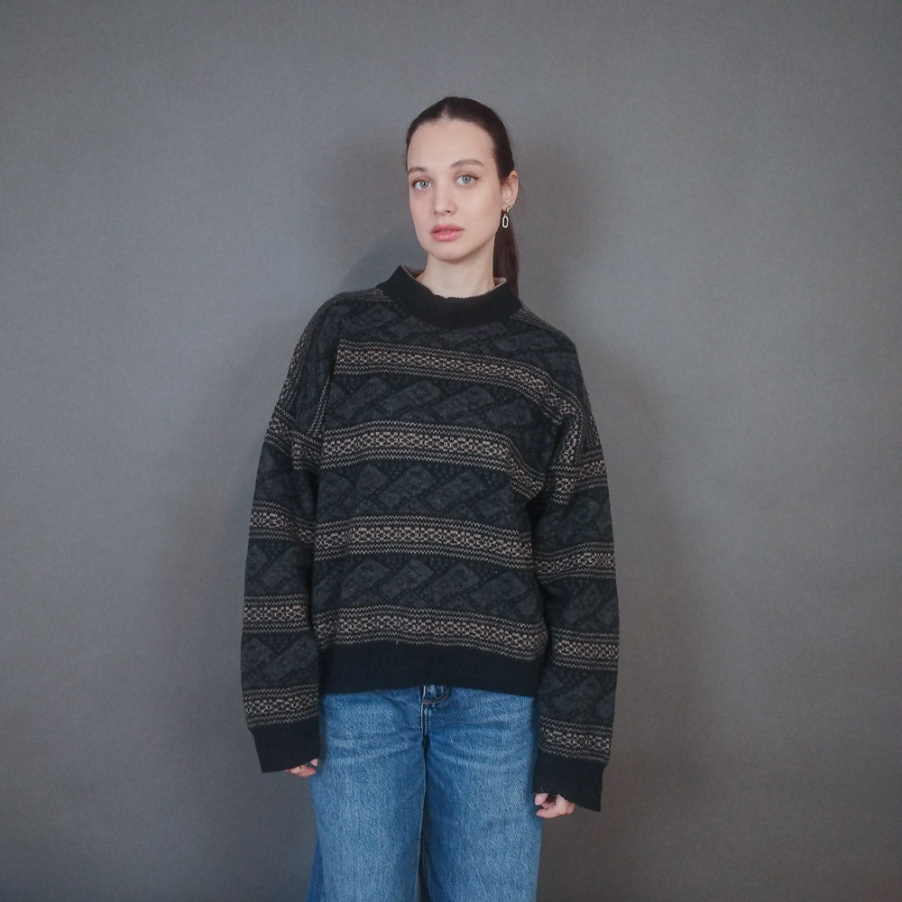 VIN-KNIT-33439 Vintage πλεκτή μάλλινη μπλούζα L