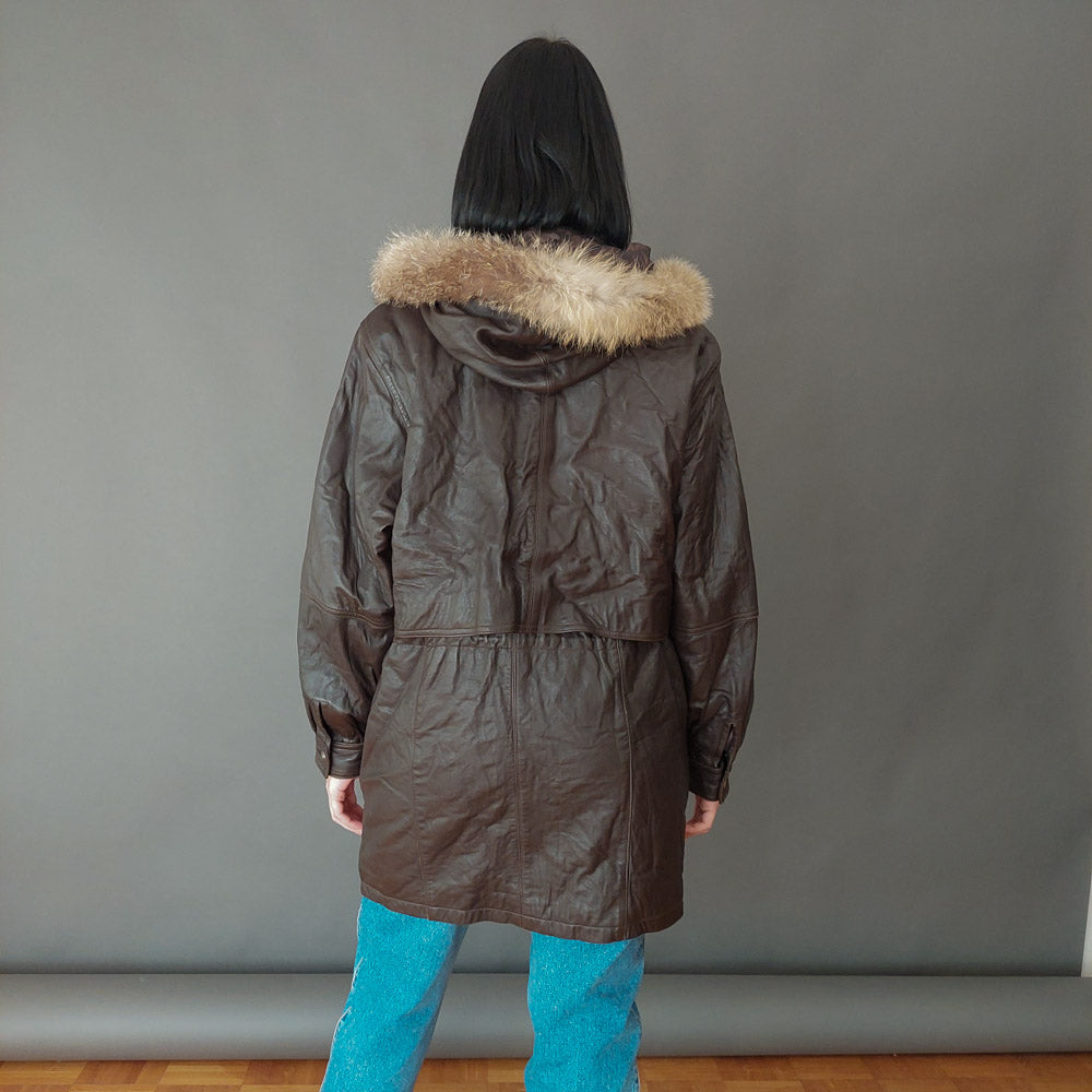 VIN-OUTW-26444 Vintage δερμάτινο τζάκετ parka L