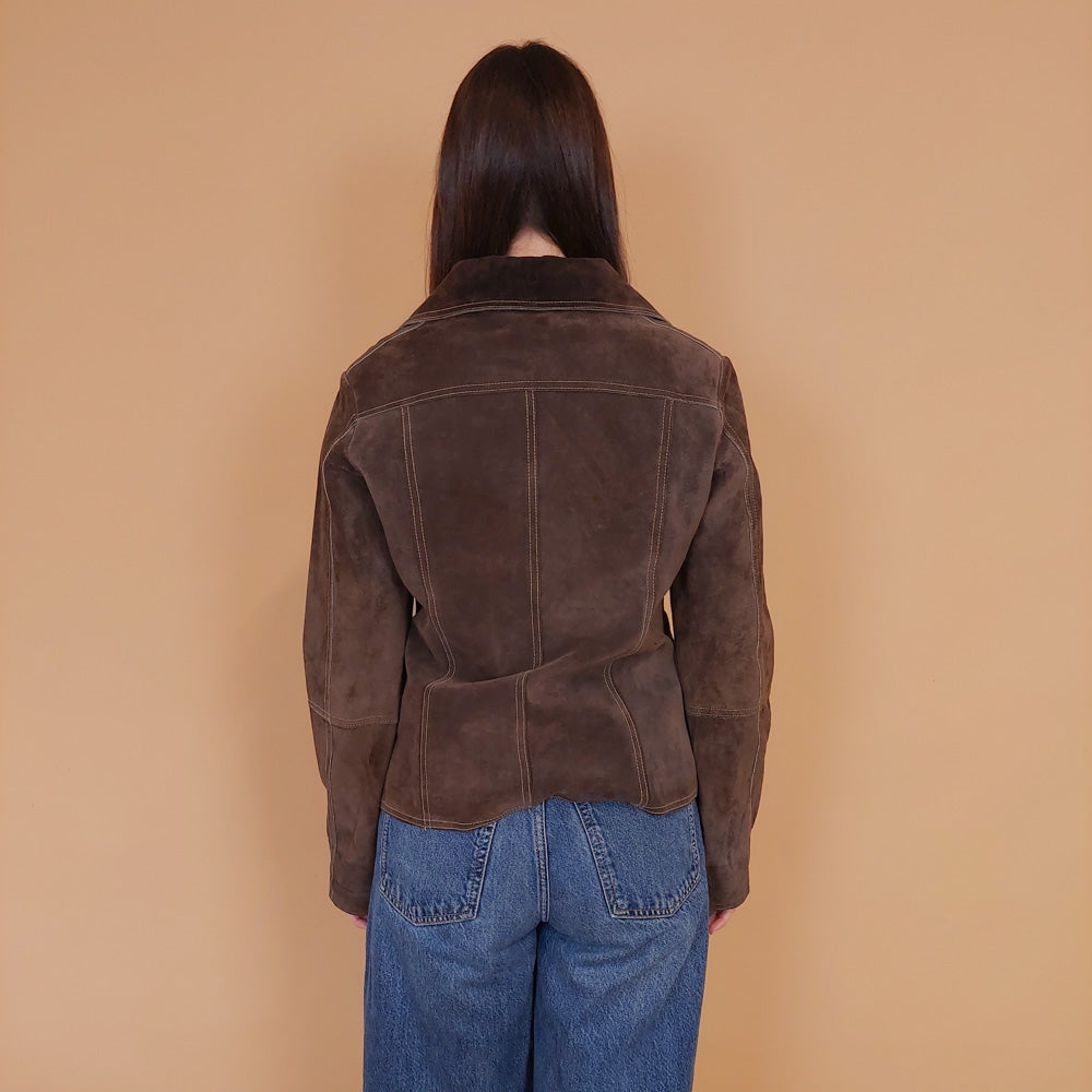 VIN-OUTW-34155 Vintage δερμάτινο suede σακάκι καφέ M