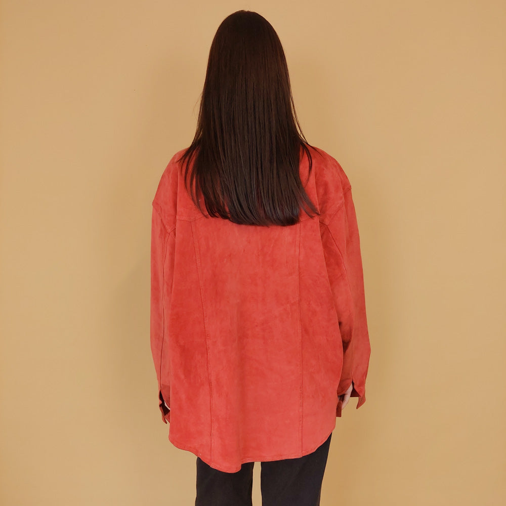 VIN-OUTW-30725 Vintage σουέντ τζάκετ κόκκινο 90's L