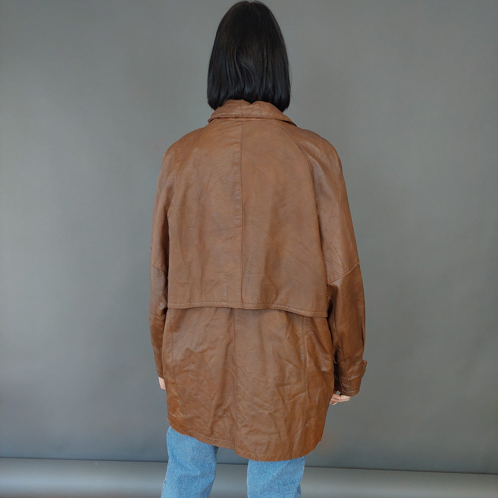 VIN-OUTW-26430 Vintage δερμάτινο τζάκετ parka M-L