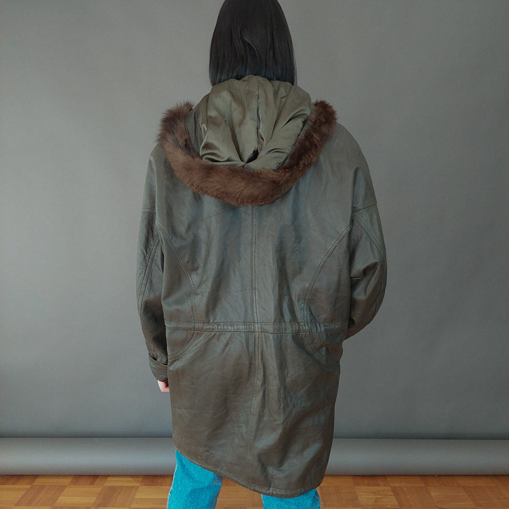 VIN-OUTW-26424 Vintage δερμάτινο τζάκετ parka XL