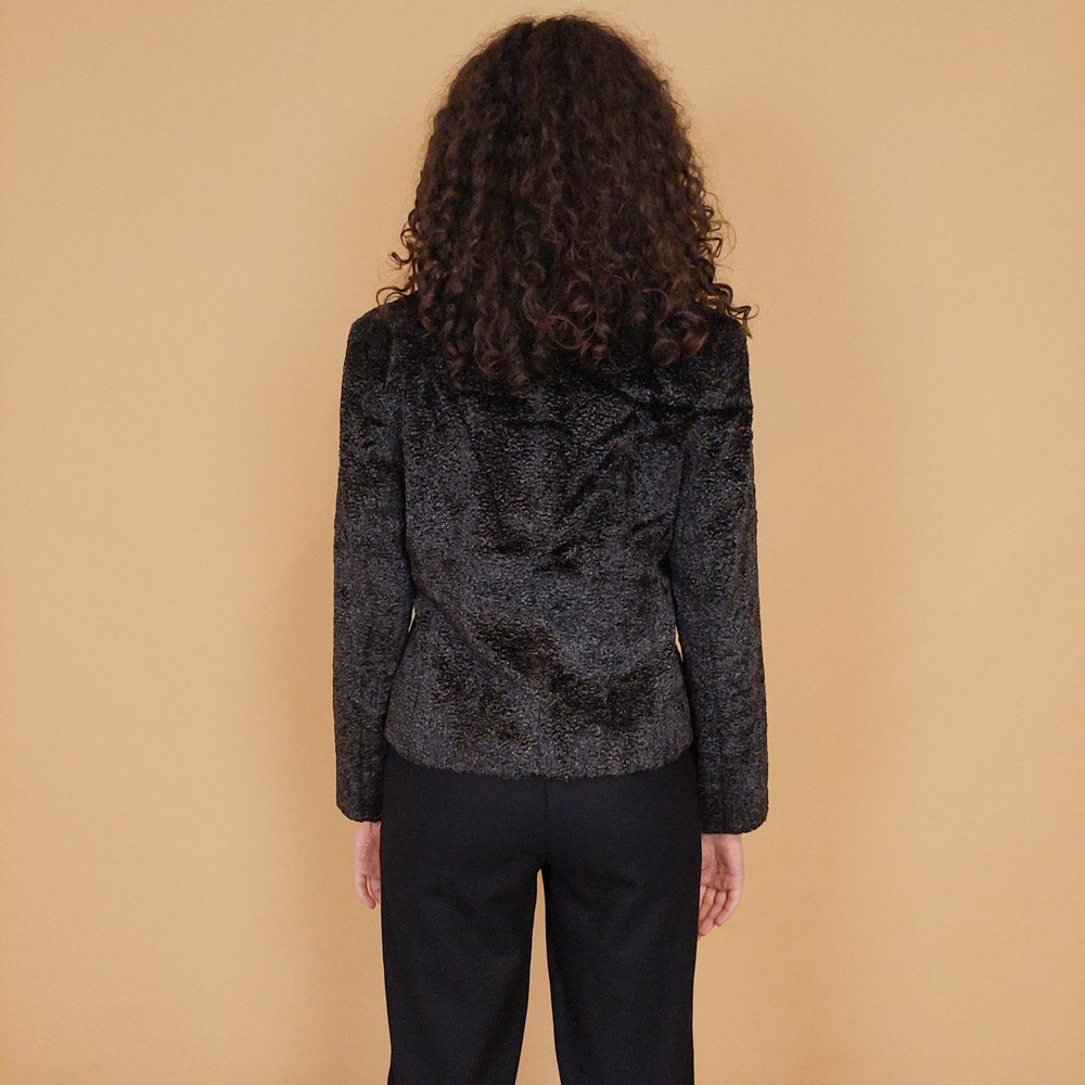 VIN-OUTW-29165 Vintage σακάκι καφέ μαύρο S