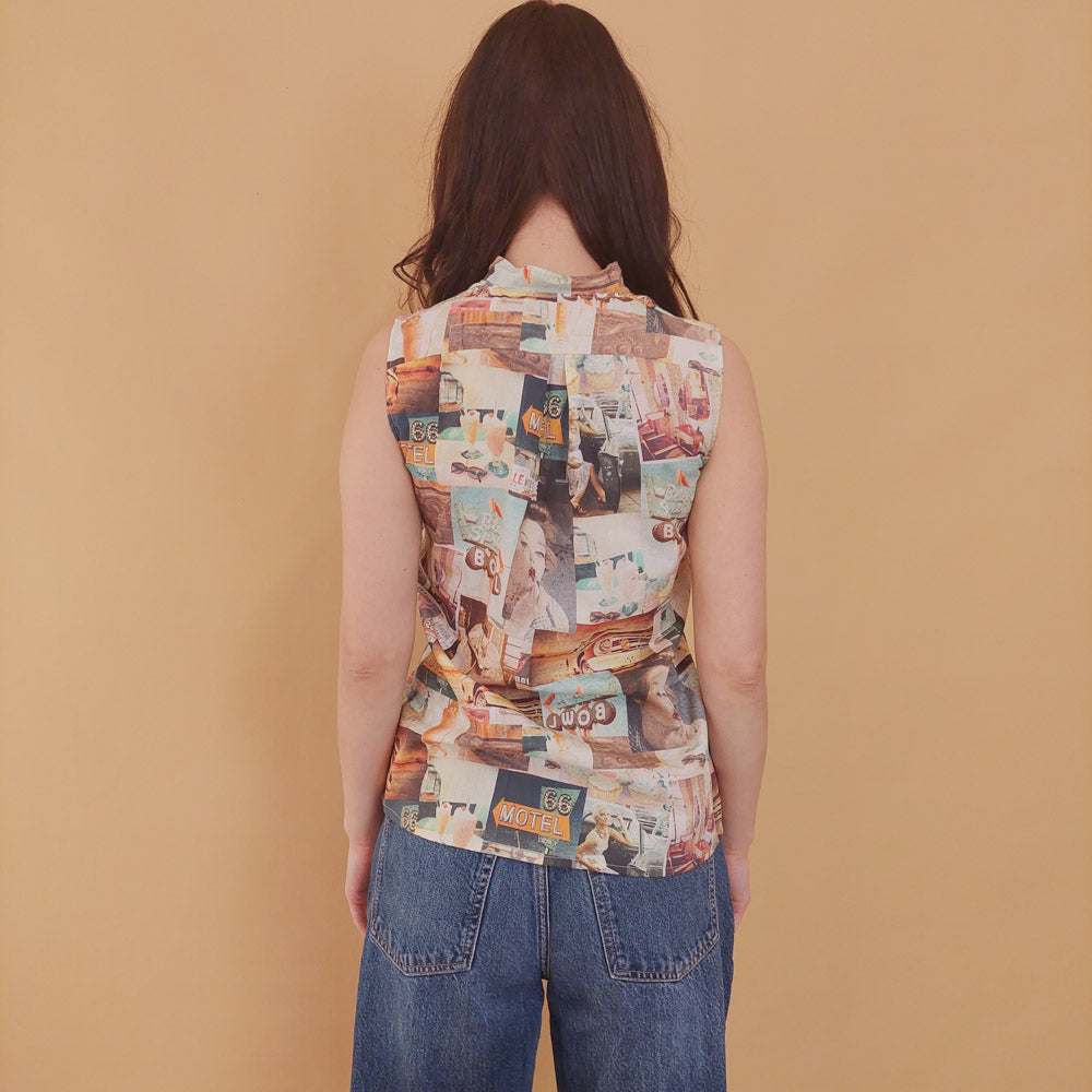 VIN-BLO-31351 Vintage εμπριμέ τοπ S