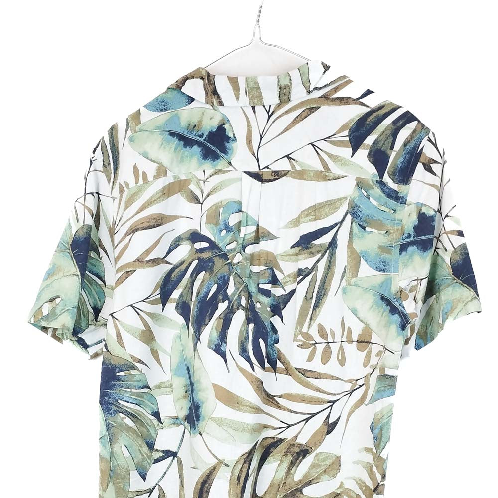 VIN-SHI-31927 Vintage πουκάμισο λινό hawaiian print S