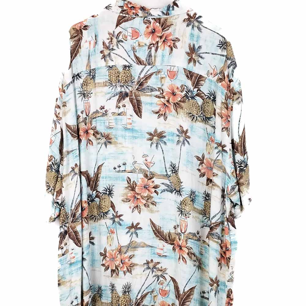 VIN-SHI-31734 Vintage πουκάμισο rayon Hawaiian print 3XL