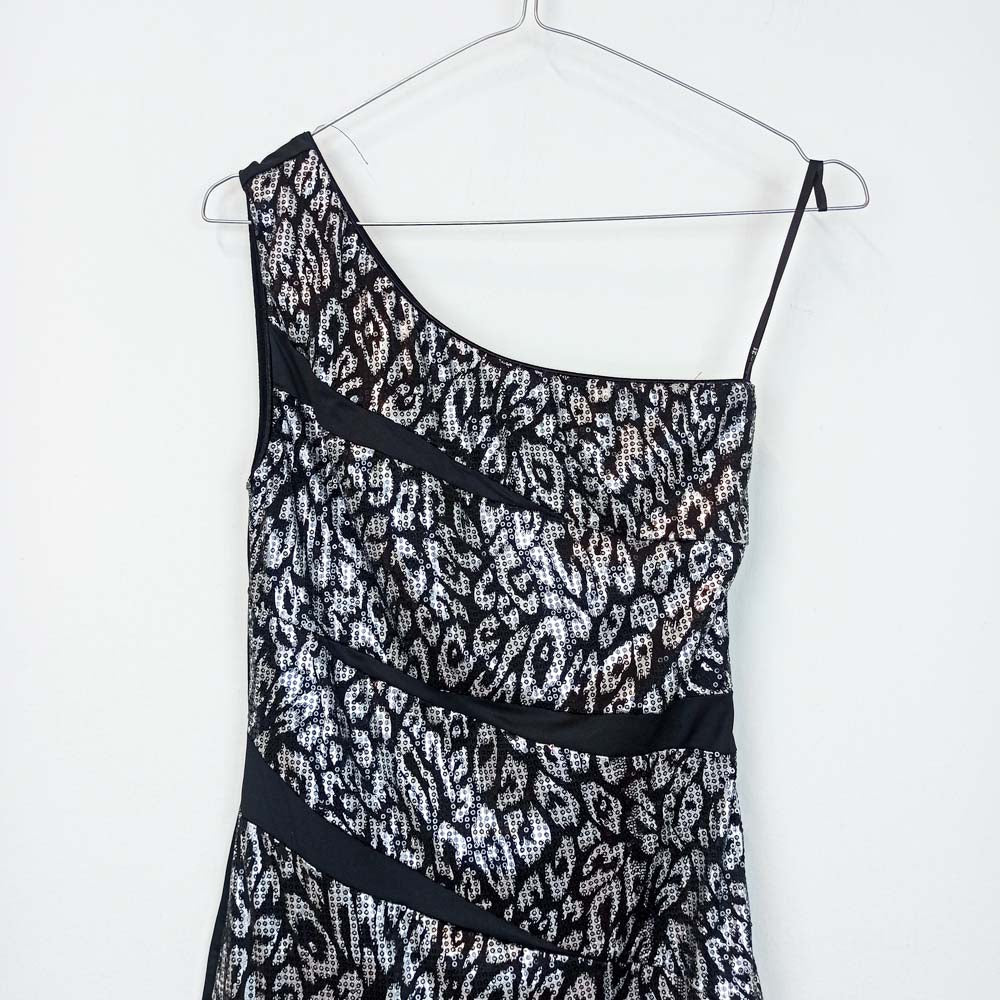 VIN-DR-25979 Vintage φόρεμα μαύρο-ασημί XS