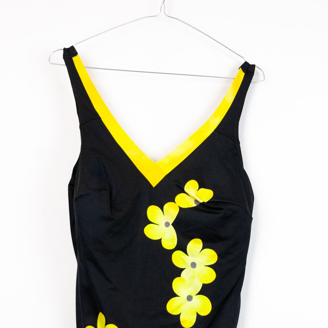 VIN-SWI-23244 Vintage μαγιό ολόσωμο μαύρο-κίτρινο L-XL