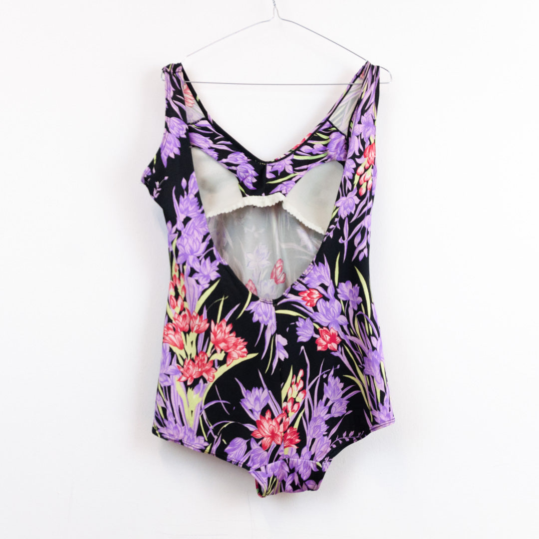 VIN-SWI-23165 Vintage μαγιό ολόσωμο φλοράλ 2XL