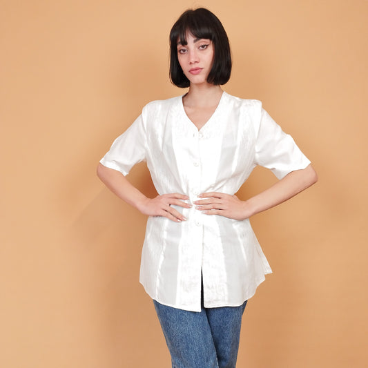 VIN-BLO-27413 Vintage πουκάμισο λευκό L-XL
