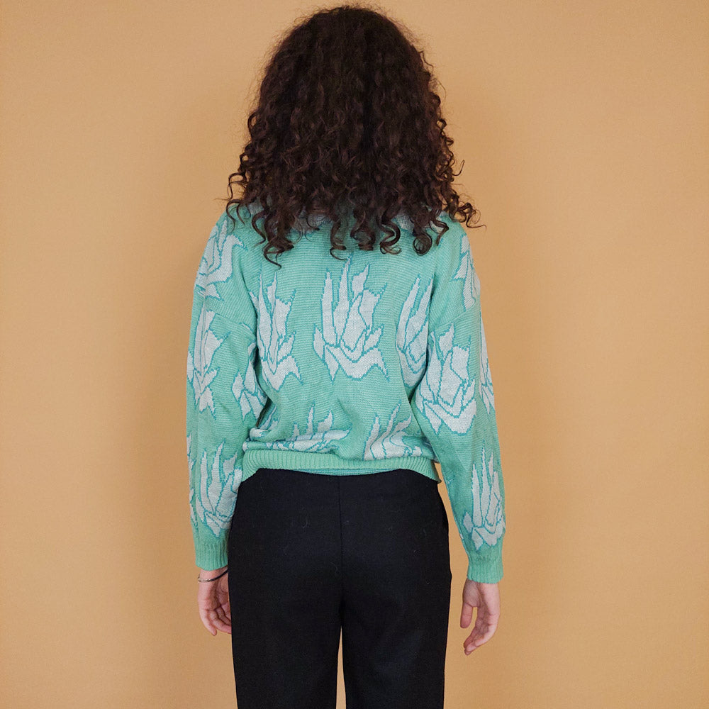 VIN-KNIT-29198 Vintage μπλούζα πλεκτή βεραμάν S-M