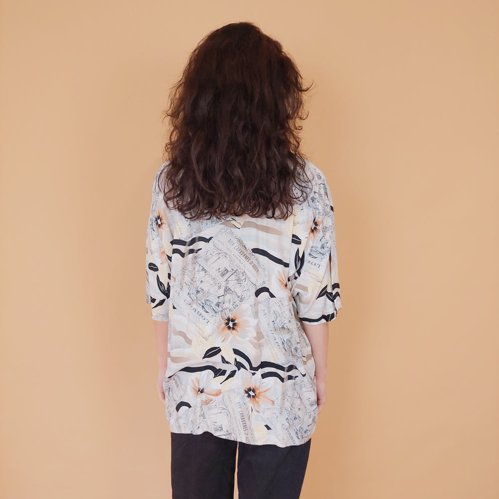 VIN-BLO-30849 Vintage εμπριμέ τοπ L-XL