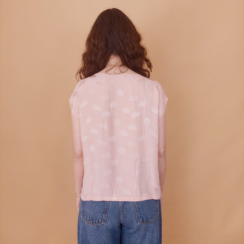 VIN-BLO-34845 Vintage top ροζ αέρινο L